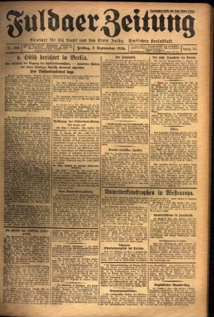Ausgabe vom Freitag, den 03. September 1926.