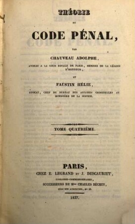 Théorie du Code Pénal, 4