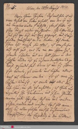 Meine theure Christine! Dießmal habe ich auch einen Anfall von Fieber … , 28.08.1821. - Benediktinerabtei St. Bonifaz in München und Andechs