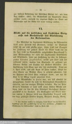 VI. Blicke auf die weltlichen und kirchlichen Ereignisse und Verhältnisse seit Einführung der Reformation