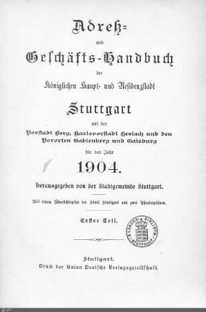 1904: Stuttgarter Adressbücher, 1904