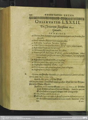 Observatio LXXXII. De Clericorum successione in Gerada