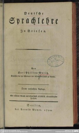 Deutsche Sprachlehre : In Briefen