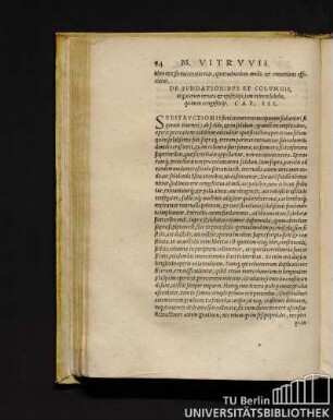 De Fundationibus Et Columnis, atq; earum ornatu et epistyliis, tam in locis solidis, quam in congestitiis. Cap. III.