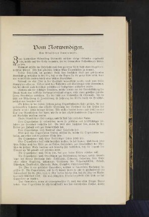Vom Notwendigen. Von Adalbert Luntowski.