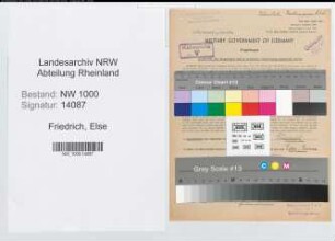 Entnazifizierung Else Friedrich, geb. 07.11.1901 (Postangest.)