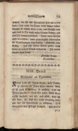 XLIX. Brief. Philippine an Charlotten