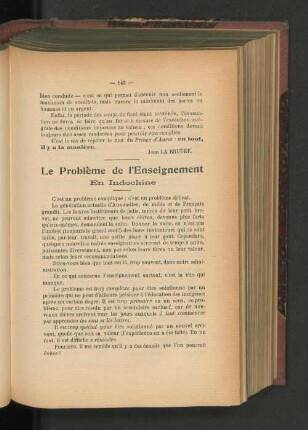 Le Problème de l'Enseignement en Indochine.