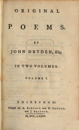 Original Poems : In Two Volumes. 1
