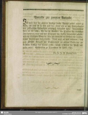 Vorrede zur zweyten Ausgabe