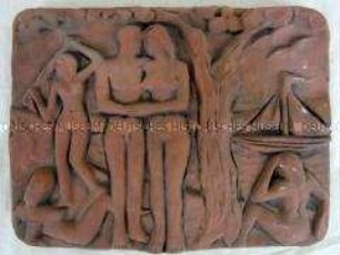 Relief: Badende am See