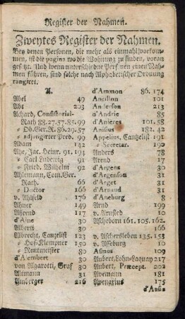 Zweytes Register der Nahmen