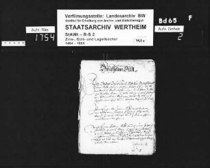 Böttigheimer Gültbuch, renoviert um 1675 (mit Vornamenregister)