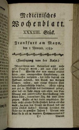 XXXXIII. Stück. Frankfurt am Mayn, den 2 Novemb. 1783. - XXXXVII. Stück. Frankfurt am Mayn, den 29 Novemb. 1783.