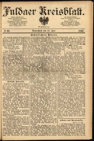 Erste Ausgabe vom Samstag, den 12. Juni 1897.