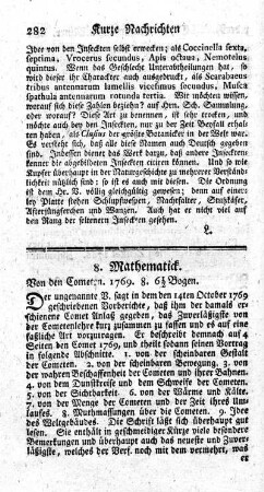 Von den Cometen.