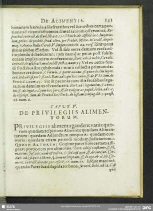 Caput V. De Privilegiis Alimentorum