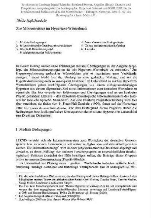 Zur Mikrostruktur im Hypertext-Wörterbuch