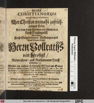 Mors Christianorum nunquam praematura