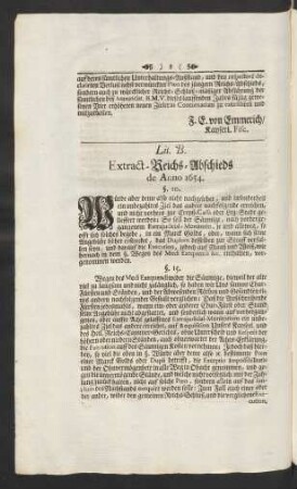 Lit. B. Extract-Reichs-Abschieds de Anno 1564.