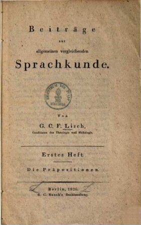 Beiträge zur allgemeinen vergleichenden Sprachkunde, 1. Die Präpositionen
