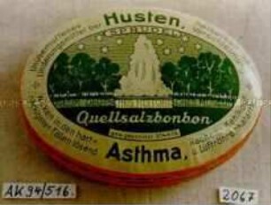 Blechdose für "SPRUDEL Quellsalzbonbon Husten, Astma,"