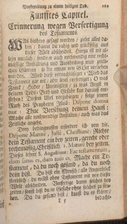 Fünfftes Capitel. Erinnerung wegen Verfertigung des Testaments.