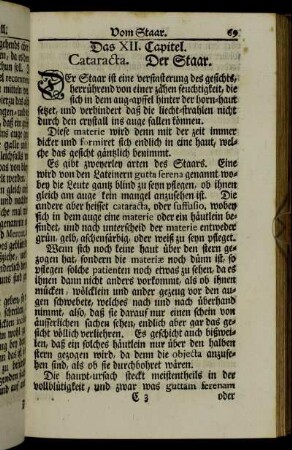 Das XII. Capitel. Cataracta. Der Staar. - Das XXI. Capitel Engbrüstigkeit ohne Auswurff. Asthma siccum.