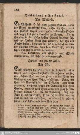 Hundert und zwölfte Fabel. Die Esel
