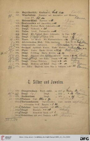 C. Silber und Juwelen (Nr. 876-1081)