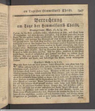 Betrachtung am Tage der Himmelfarth Christi.