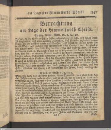 Betrachtung am Tage der Himmelfarth Christi.