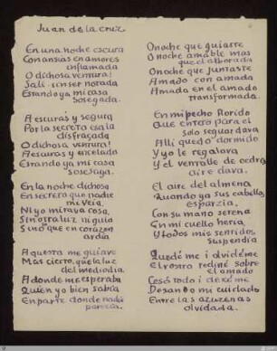 [Abschrift] - En una noche escura (La noche oscura del alma) - StGA-George I,3046