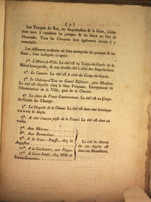 De par messieurs les Prévôt des marchands et échevins de la ville de Lyon, y commandant : Avis pour les incendies ; du 19 Décembre 1789