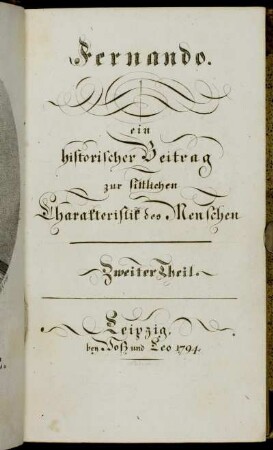 Zweiter Theil: Fernando. Zweiter Theil