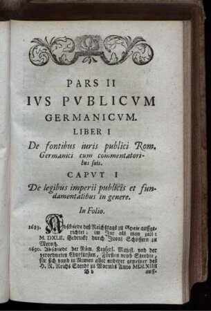 Liber I De fontibus juris publici Rom. Germanici cum commentatoribus suis.