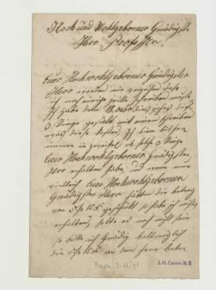 Brief von Johann Konrad Bär an Joseph Heller