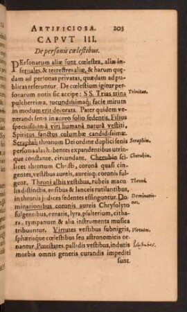 Caput III. De personis coelestibus.