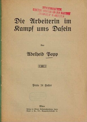 Die Arbeiterin im Kampf ums Dasein