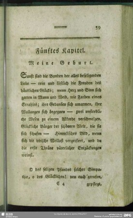Fünftes Kapitel. Meine Geburt