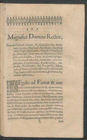 Magnifice Domine Rector ...