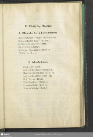 II. Statistische Übersicht