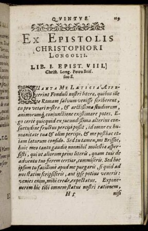 Ex Epistolis Christophori Longolii.
