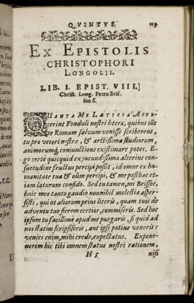 Ex Epistolis Christophori Longolii.