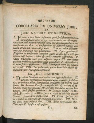 Corollaria Ex Universo Jure, ...