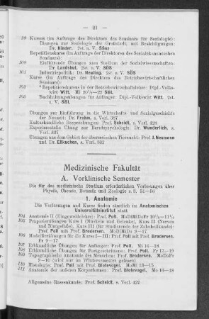 A. Vorklinische Semester