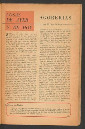 Agorerías : Cosas de ayer y de hoy