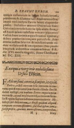 Exequiae virginis nobilissimae Ursulae Löserin.