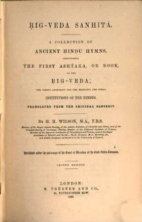 Rig-Veda-Sanhita : a collection of ancient Hindu hymns ..., 1