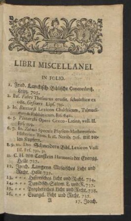 Libri Miscellanei.